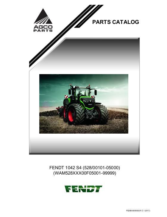 AGCO 1042 Tractor (S4, serial prefix 528) Parts Book F528000F English