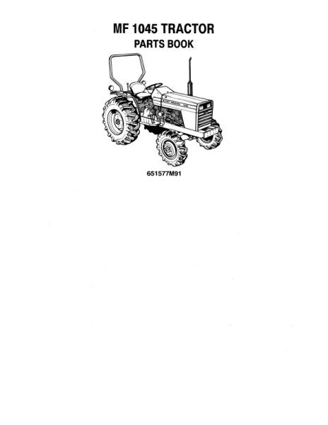 AGCO 1045 Compact Tractor Parts Book 651577M91 English