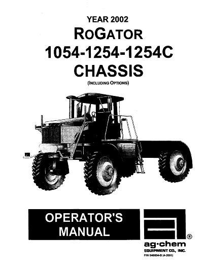 AGCO 1054 1254 1254C RoGator (chassis, 2002) Operator Manual AG546604 English
