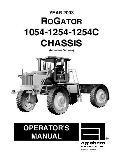 AGCO 1054 1254 1254C RoGator (chassis, eff sn Mxxx1001, 2003) Operator Manual AG121372 English