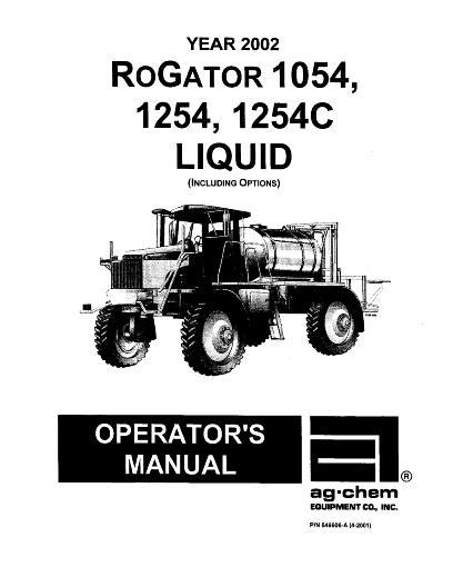 AGCO 1054 1254 1254C RoGator (liquid, 2002) Operator Manual AG546606 English