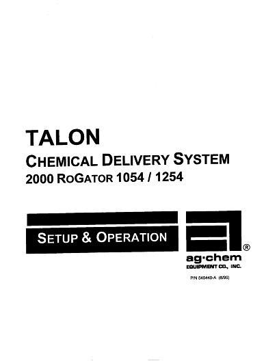 AGCO 1054 1254 RoGator (Talon liquid system, 2000) Operator Manual AG546440 English