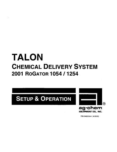 AGCO 1054 1254 RoGator (Talon liquid system, 2001) Operator Manual AG546530 English