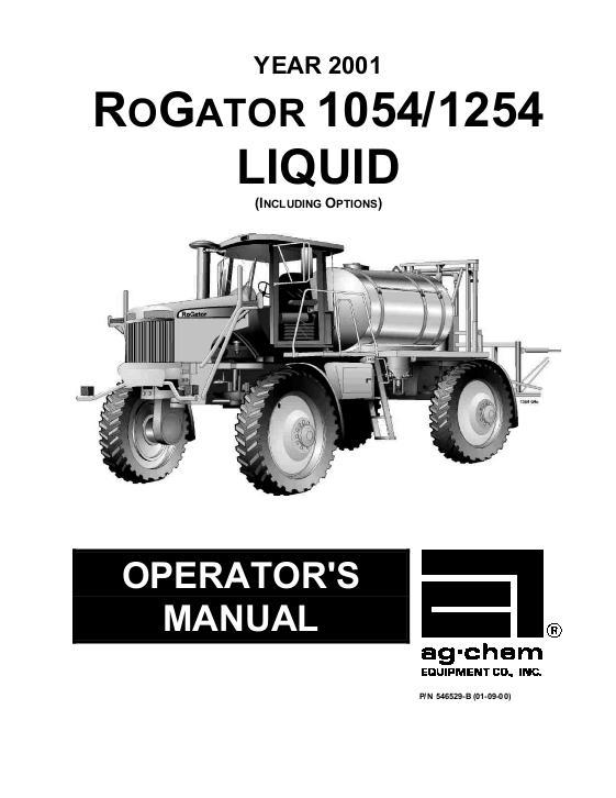 AGCO 1054 1254 RoGator (liquid system, 2001) Operator Manual AG546529B English