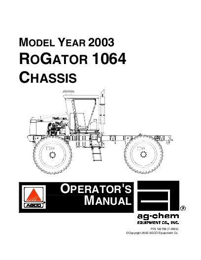 AGCO 1064 RoGator (chassis, 2003) Operator Manual AG122758 English