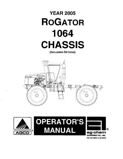 AGCO 1064 RoGator (chassis, 2005) Operator Manual AG128621 English