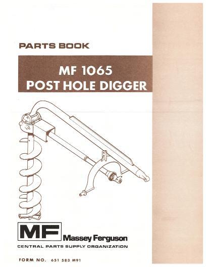AGCO 1065 Post Hole Digger Parts Book 651583M91 English