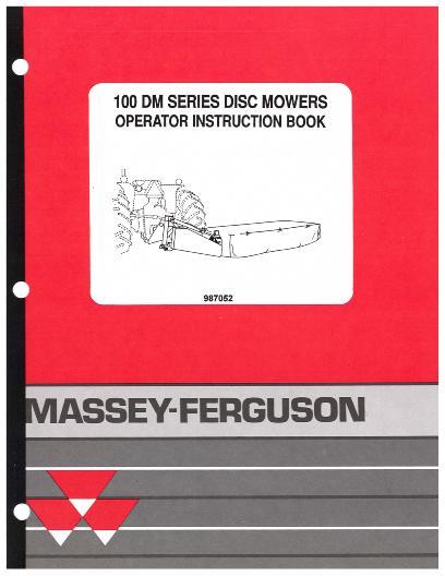 AGCO 106DM 107DM 108DM 109DM Disc Mower Operator Manual 987052 English