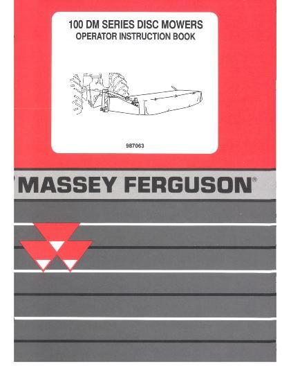 AGCO 106DM 107DM 108DM 109DM Disc Mower (open end cutterbar) Operator Manual 987063 English