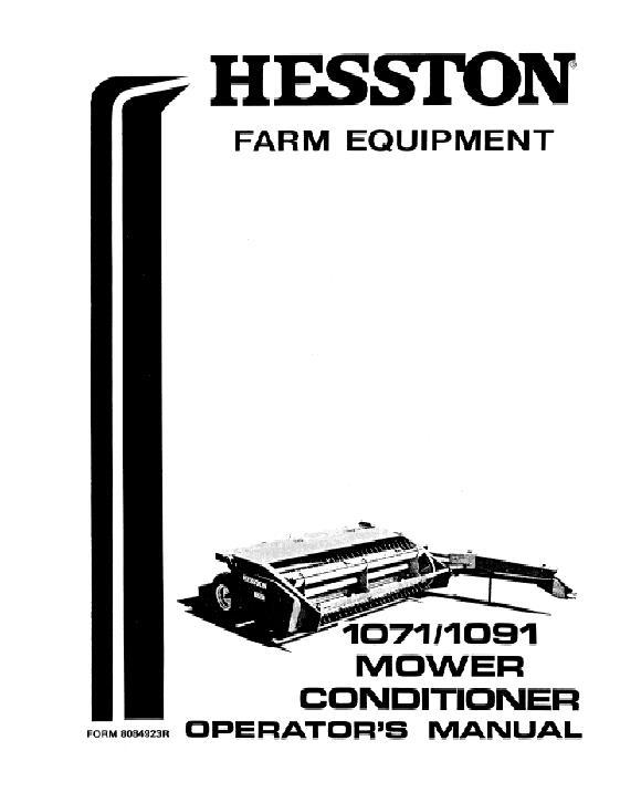 AGCO 1071 1091 Mower Conditioner (pull type) Operator Manual 8084923R English