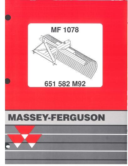 AGCO 1078 Landscape Rake Parts Book 651582M92 English