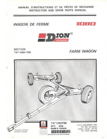 AGCO 1080 Farm Wagon Parts Book T471080P88 Multiple