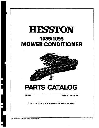 AGCO 1085 1095 Mower Conditioner (1984-85) Parts Book 700705389 English