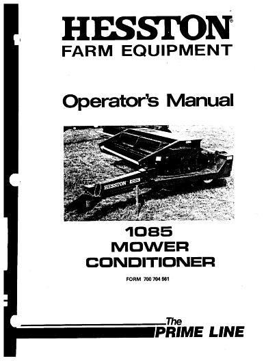 AGCO 1085 Mower Conditioner (1984-85) Operator Manual 700704561 English