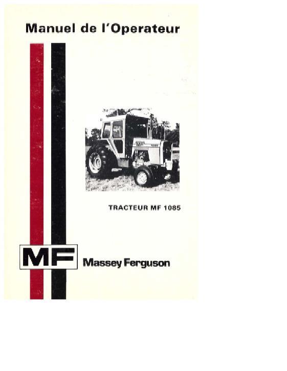 AGCO 1085 Tractor Operator Manual 1448243F3 French