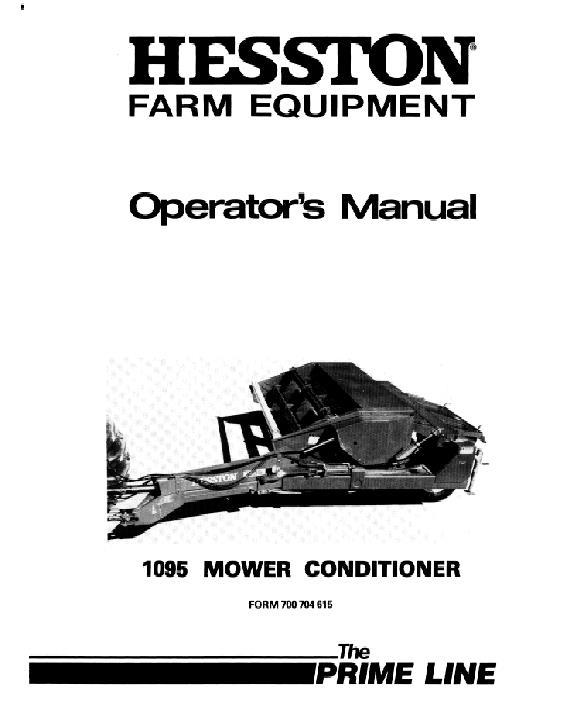 AGCO 1095 Mower Conditioner Operator Manual 700704615 English