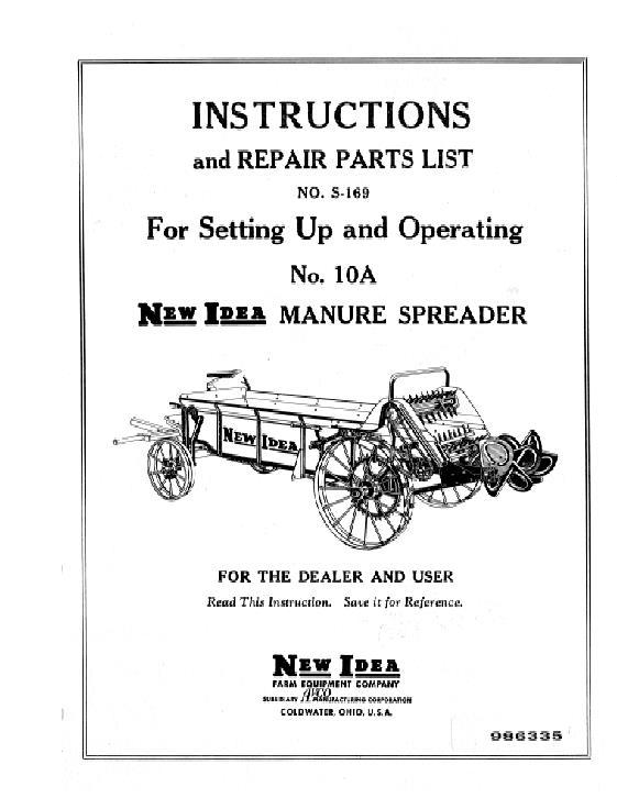 AGCO 10A Manure Spreader Operator Manual 986335 English