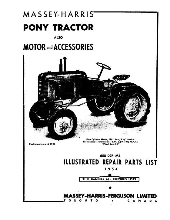 AGCO 11 Pony Tractor Parts Book 650097M5 English