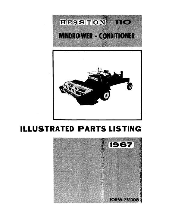 AGCO 110 SP Windrower Conditioner (1967) Parts Book 783308 English