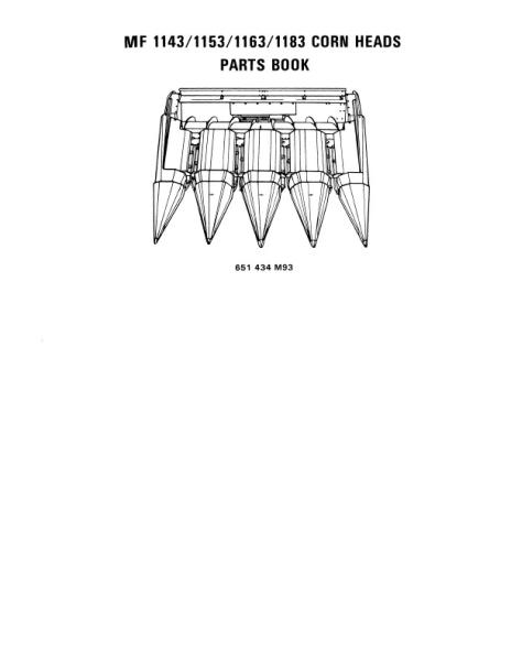 AGCO 1100 Series Corn Head (Massey Combines brand, Canada production) Parts Book 651434M93 English