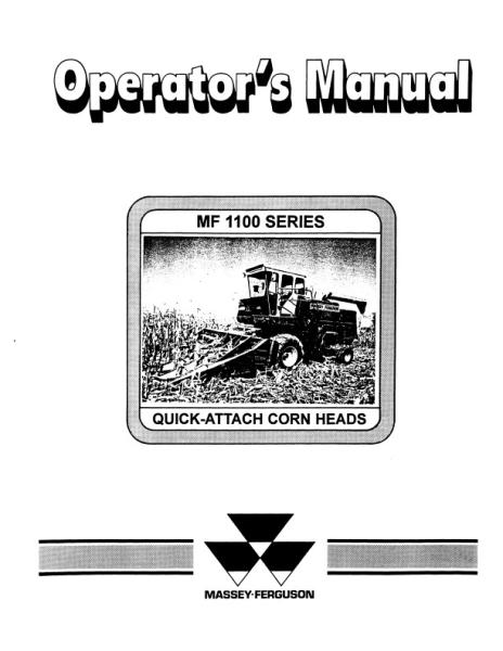 AGCO 1100 Series Corn Head (Massey Ferguson brand, Canada production) Operator Manual 1448499M2 English