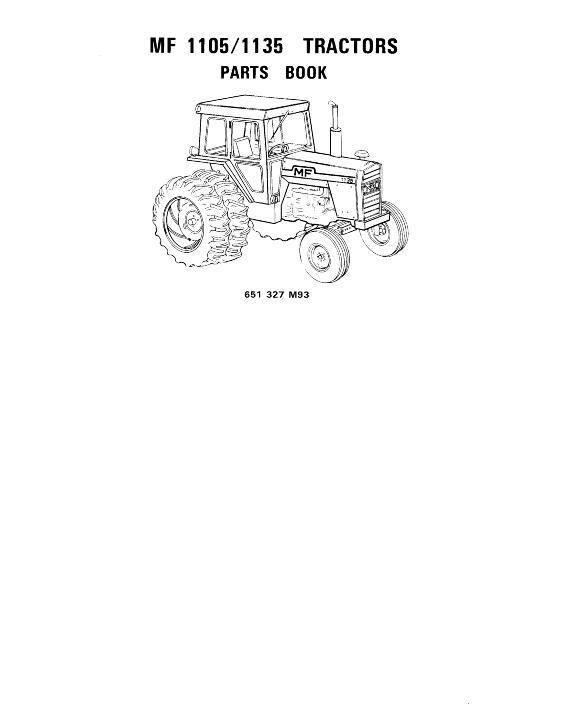 AGCO 1105 1135 Tractor Parts Book 651327M93 English