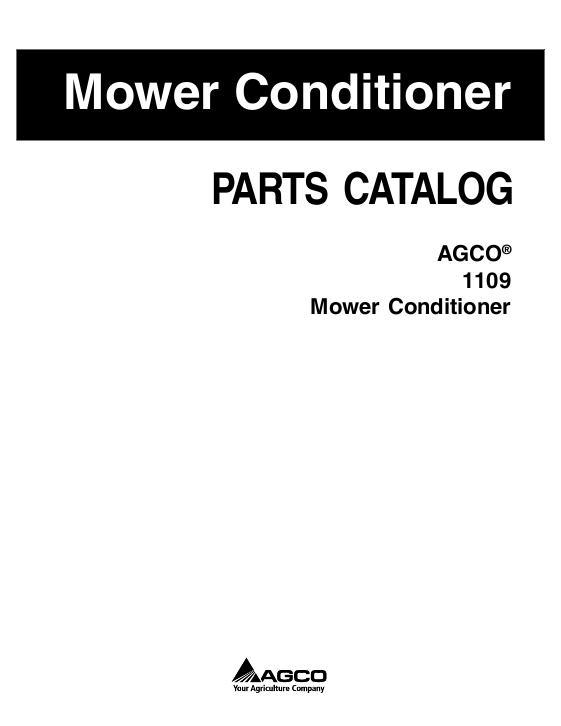 AGCO 1109 Mower Conditoner (pull-type) Parts Book 700731002B English