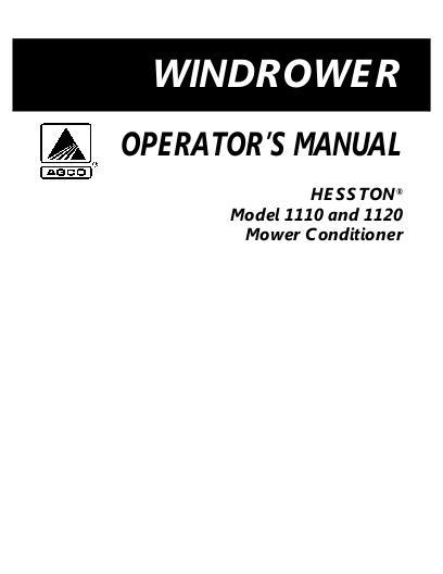 AGCO 1110 1120 Mower Conditioner Operator Manual 700705768G English