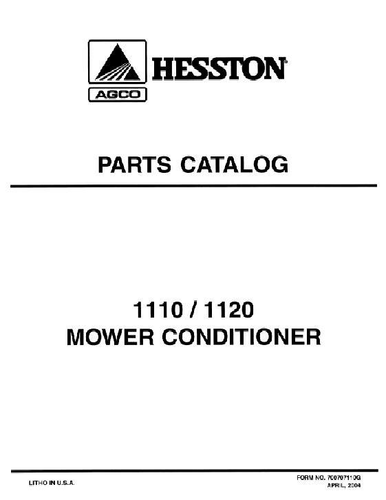 AGCO 1110 1120 Mower Conditioner Parts Book 700707110G English