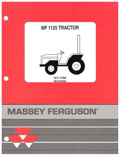 AGCO 1125 Compact Tractor Parts Book 651653M92 English