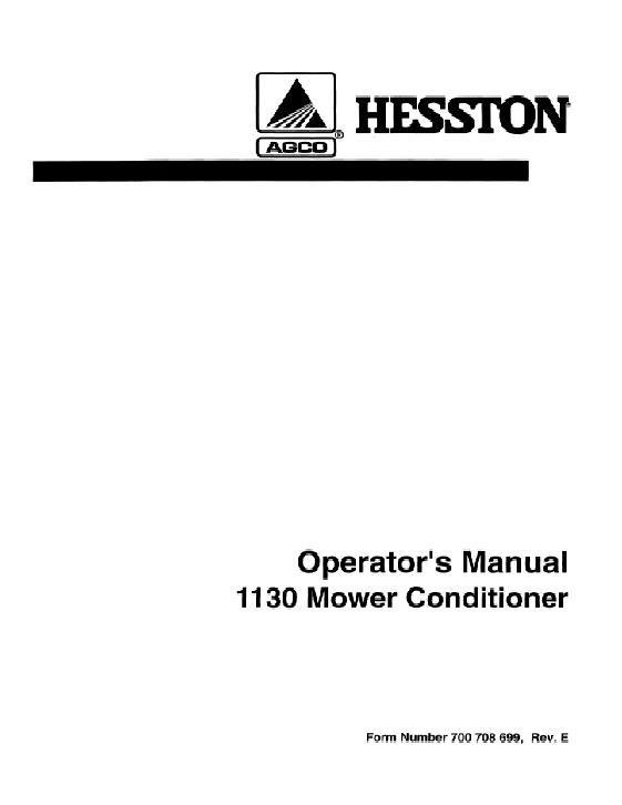 AGCO 1130 Mower Conditioner Operator Manual 700708699E English