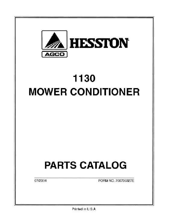 AGCO 1130 Mower Conditioner Parts Book 700709327E English