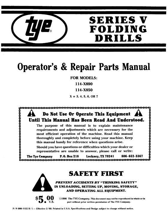 AGCO 114 Series Folding Drill (series 5) Operator Manual 000-1152R1 English