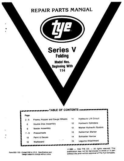 AGCO 114 Series Folding Drill (series 5) Parts Book 000-1153 English
