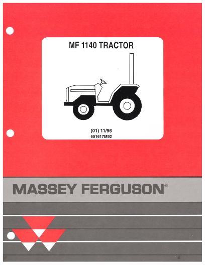 AGCO 1140 Compact Tractor Parts Book 651617M92 Multiple