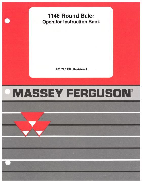 AGCO 1146 Round Baler (silage) Operator Manual 700725132A English