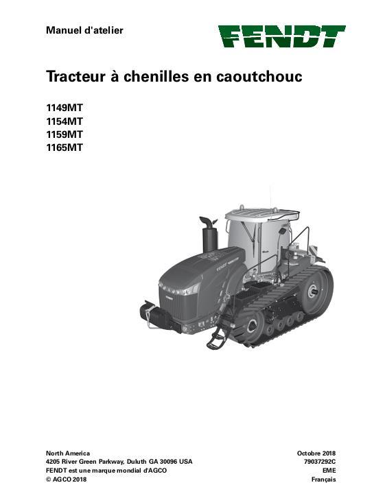 AGCO 1149MT 1154MT 1159MT 1165MT Tractor (packet) Service Manual 79037292C French
