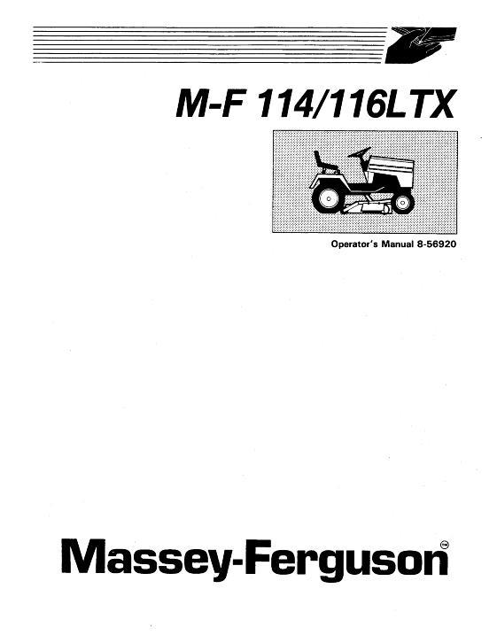 AGCO 114LTX 116LTX Lawn Tractor Operator Manual 1449642M1 English
