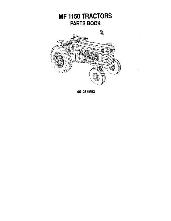 AGCO 1150 Tractor Parts Book 651284M92 English