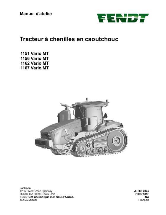 AGCO 1151 Vario MT 1156 Vario MT 1162 Vario MT 1167 Vario MT MY21 (pkt) Service Manual 79037581F French