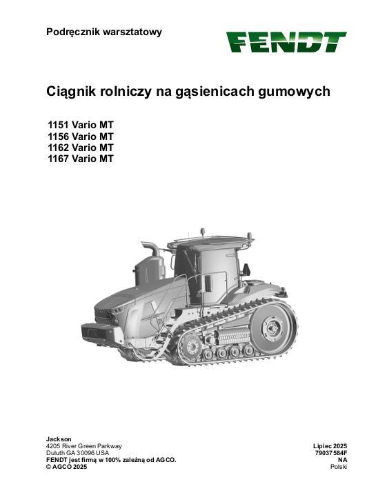 AGCO 1151 Vario MT 1156 Vario MT 1162 Vario MT 1167 Vario MT MY21 (pkt) Service Manual 79037584F Polish
