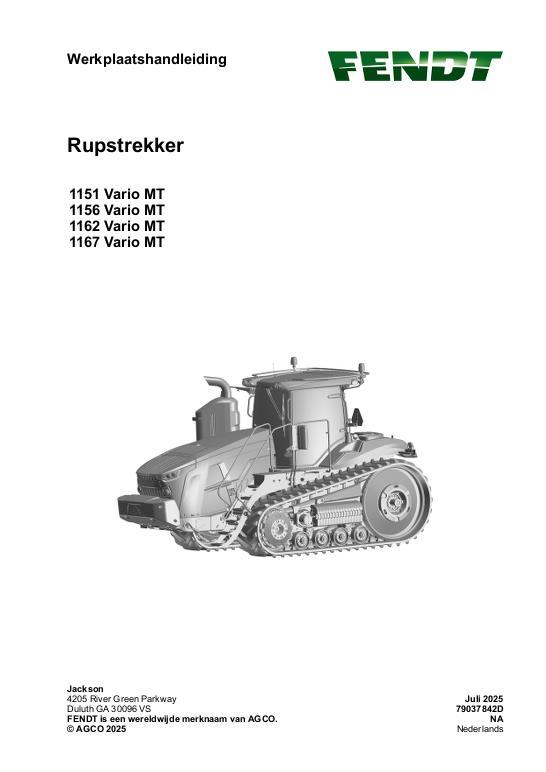 AGCO 1151 Vario MT 1156 Vario MT 1162 Vario MT 1167 Vario MT MY23 (pkt) Service Manual 79037842D Dutch