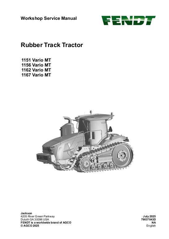 AGCO 1151 Vario MT 1156 Vario MT 1162 Vario MT 1167 Vario MT MY23 (pkt) Service Manual 79037843D English