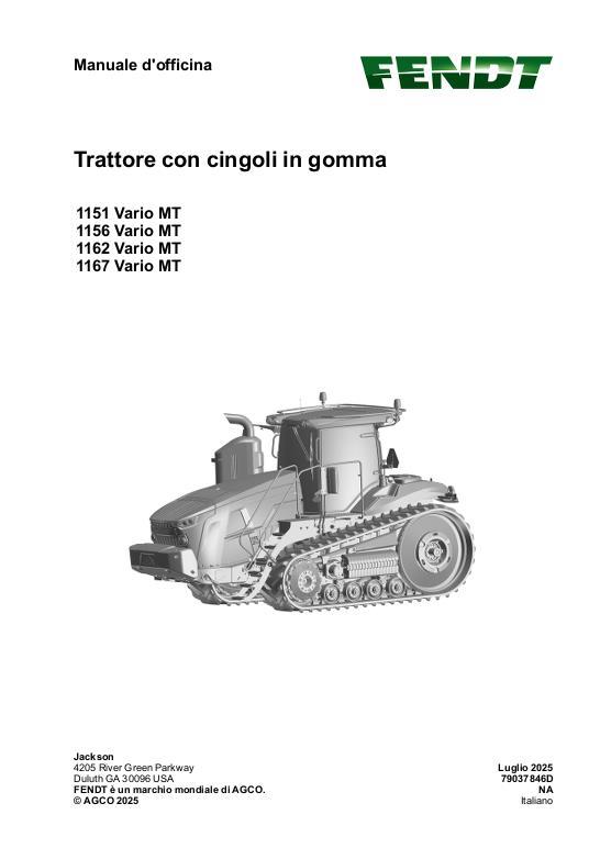 AGCO 1151 Vario MT 1156 Vario MT 1162 Vario MT 1167 Vario MT MY23 (pkt) Service Manual 79037846D Italian