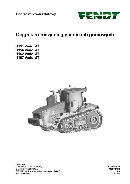 AGCO 1151 Vario MT 1156 Vario MT 1162 Vario MT 1167 Vario MT MY23 (pkt) Service Manual 79037847D Polish
