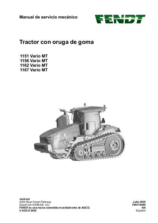 AGCO 1151 Vario MT 1156 Vario MT 1162 Vario MT 1167 Vario MT MY23 (pkt) Service Manual 79037849D Spanish