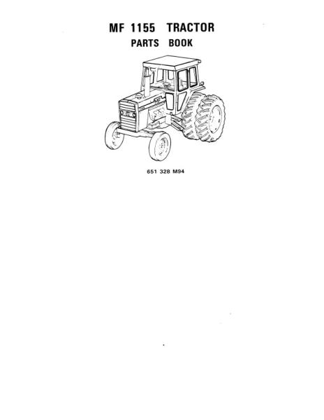 AGCO 1155 Tractor Parts Book 651328M94 English