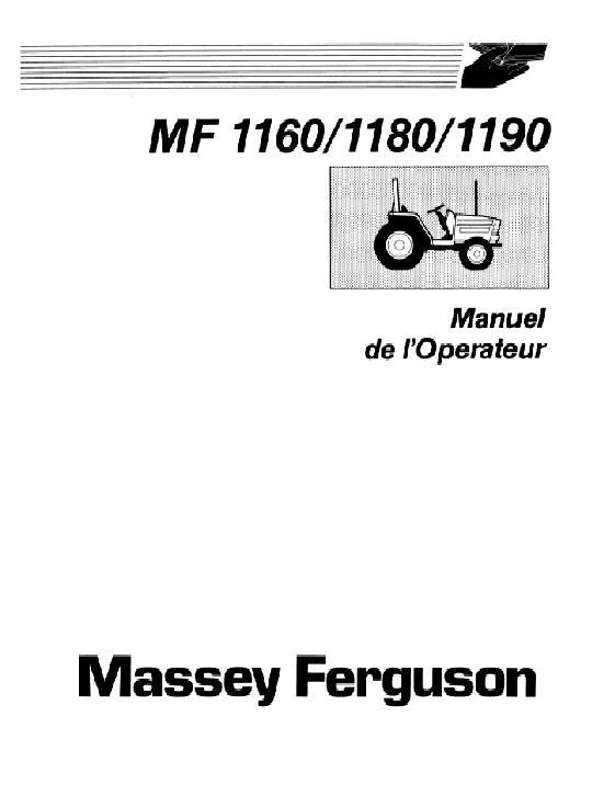 AGCO 1160 1180 1190 Compact Tractor Operator Manual 1449690F2 French