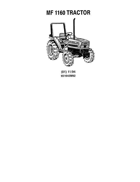 AGCO 1160 Compact Tractor Parts Book 651643M92 English
