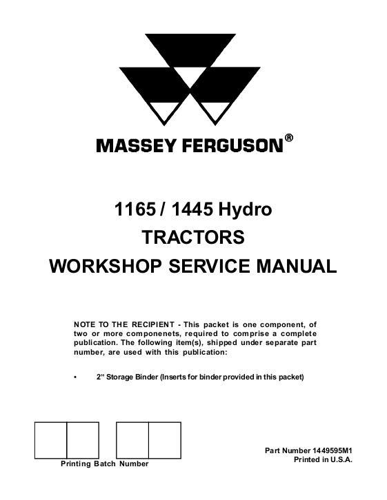AGCO 1165 1445 Compact Tractor (hydro transmission) (packet) Service Manual 1449595M1 English